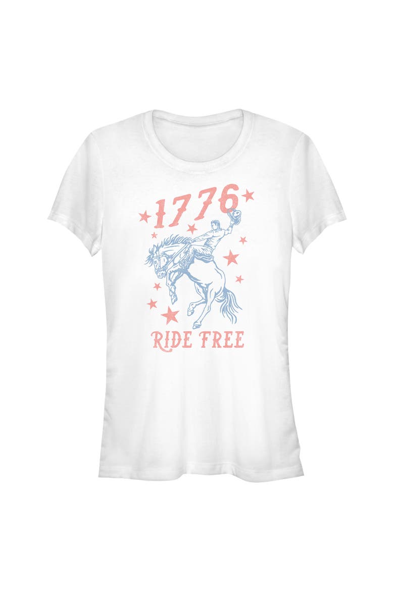 Juniors Lost Gods 1776 Cowboy Ride Free T Shirt, Main, color, White