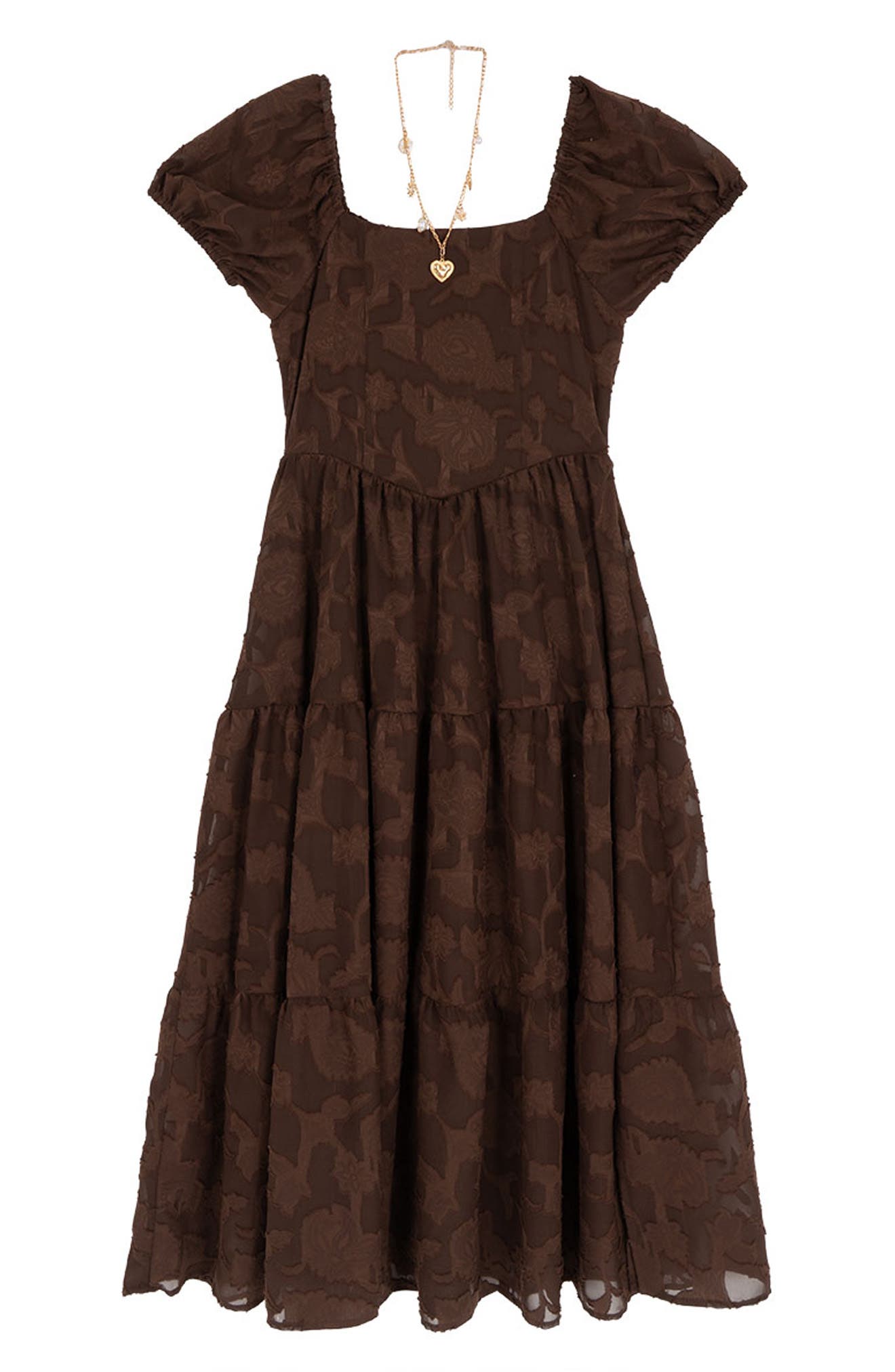 Kids' Burnout Chiffon Dress & Necklace Set