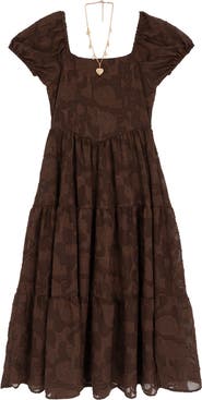 Rare Editions Kids' Burnout Chiffon Dress & Necklace Set