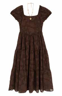 Kids' Burnout Chiffon Dress & Necklace Set