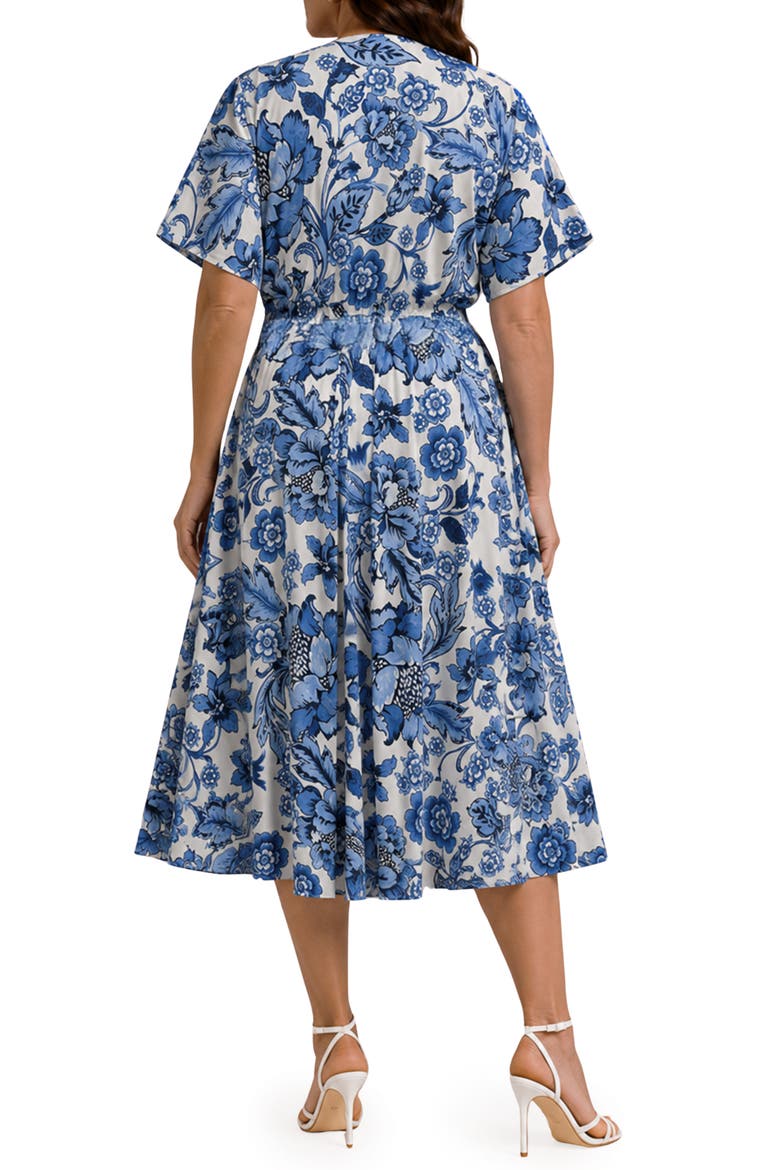 Print Short Sleeve Maxi Dress, Alternate, color, PICASSO BLUE