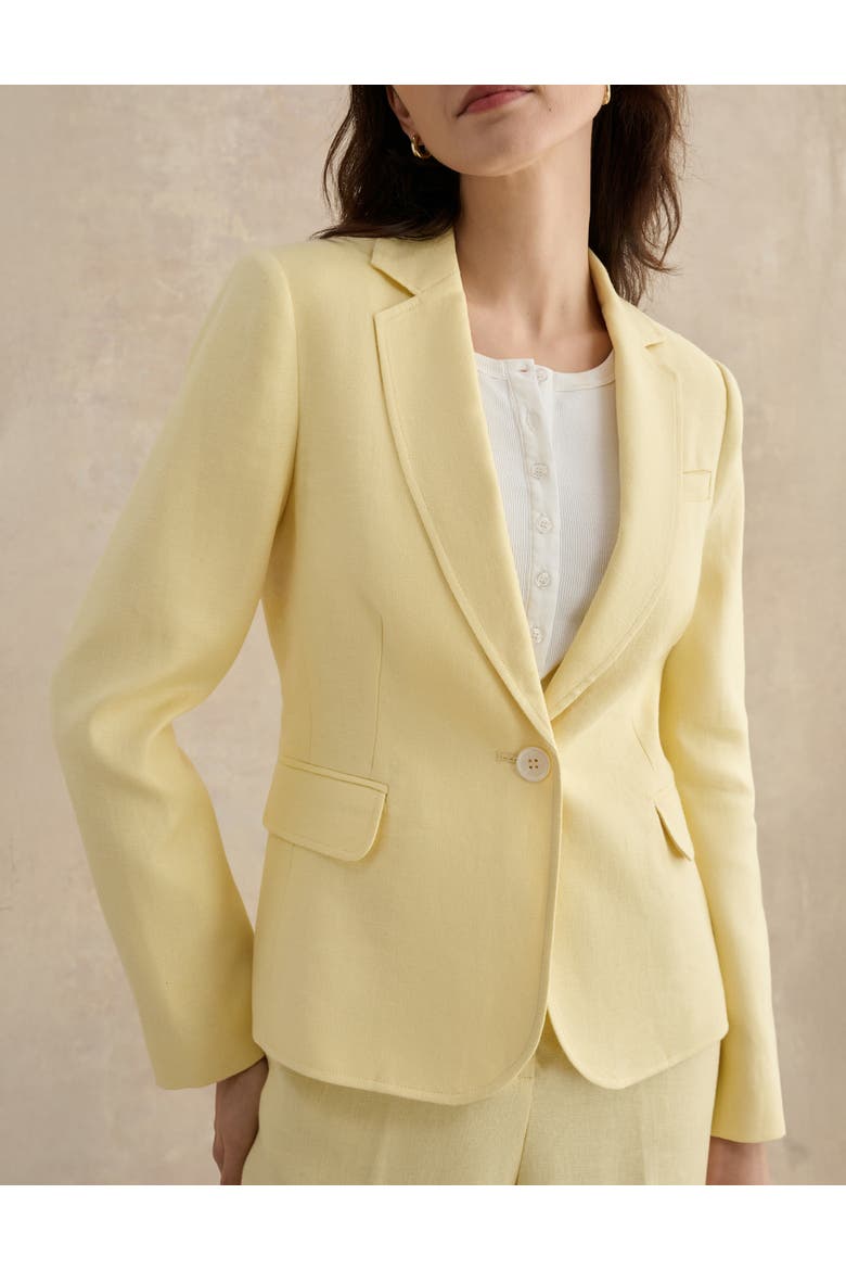 Adalee Linen Tailored Blazer, Alternate, color, Soft Yellow