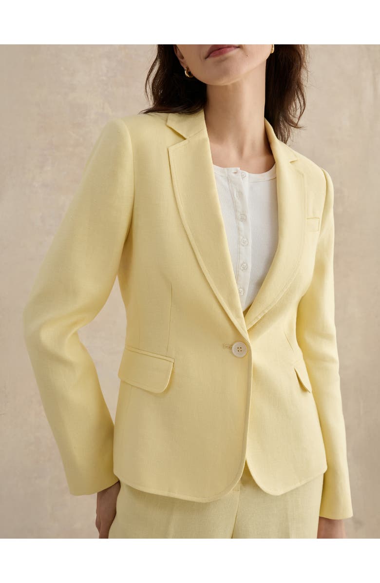 HOBBS LONDON Adalee Linen Tailored Blazer, Alternate, color, Soft Yellow
