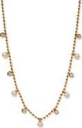 Nadri Esme Crystal & Faux Pearl Station Necklace
