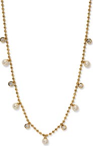 Nadri Esme Crystal & Faux Pearl Station Necklace