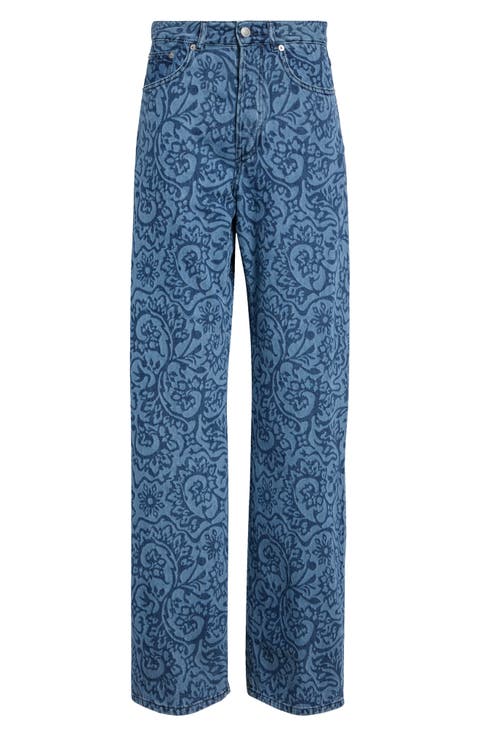 Peyton Laser Print Straight Leg Jeans