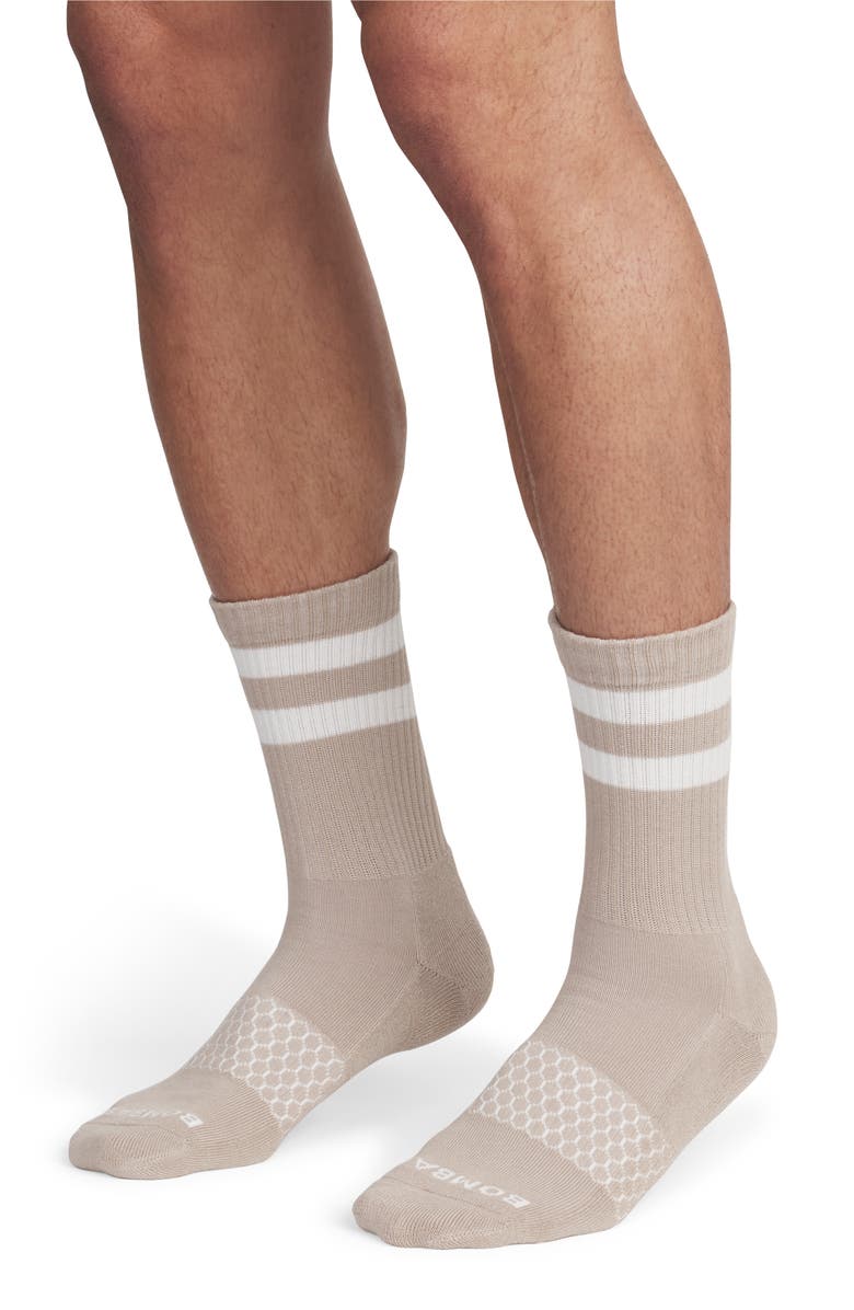 Bombas Vintage Stripes Crew Socks, Alternate, color, Natural
