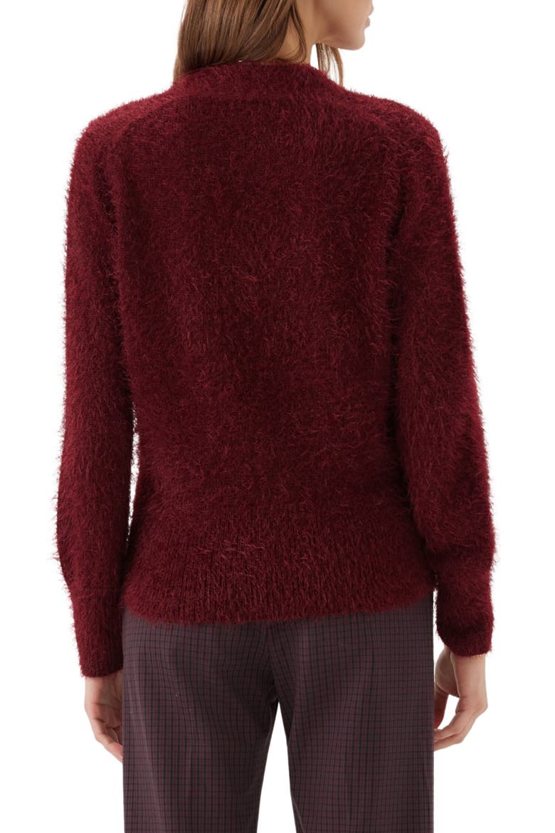 Eyelash Wrap Sweater, Alternate, color, WINE
