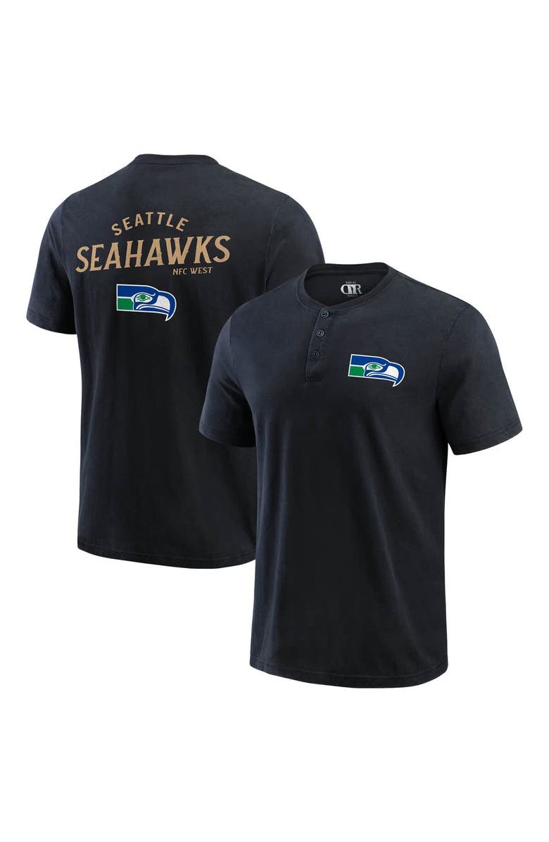 Darius Rucker Collection by Fanatics Men's Darius Rucker Collection by Fanatics Black Seattle Seahawks Washed Henley T-Shirt, Main, color, Black