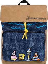 NICK SPONGEBOB Denim & Nubuck Backpack with Embroidered Patch