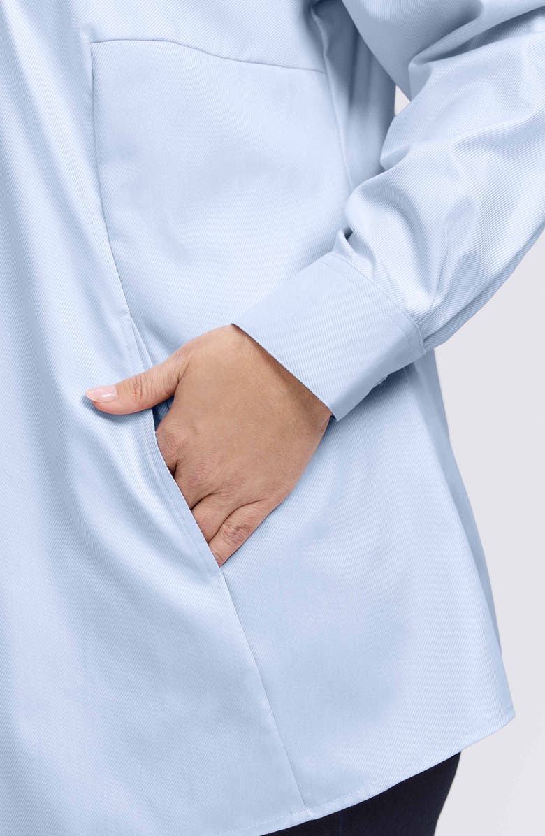 Foxcroft Cici Cotton Button-Up Tunic Shirt, Alternate, color, Soft Blue