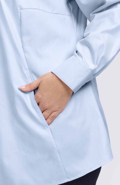 Foxcroft Cici Cotton Button-up Tunic Shirt In Soft Blue
