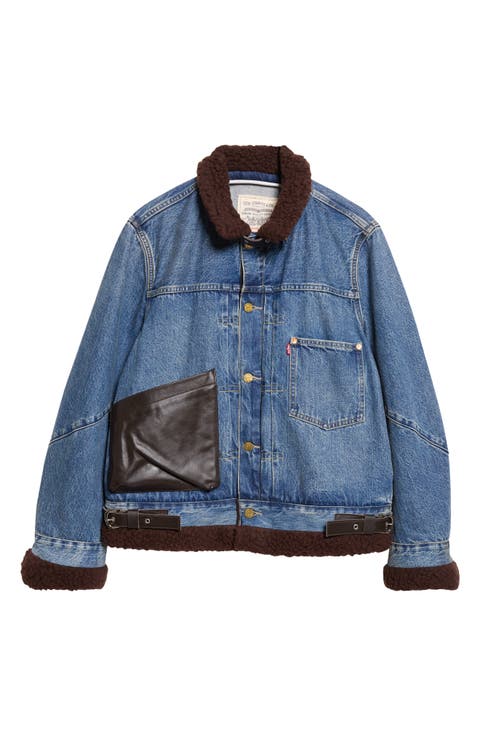Levi's® Denim Jacket with Leather & Faux Shearling Trim