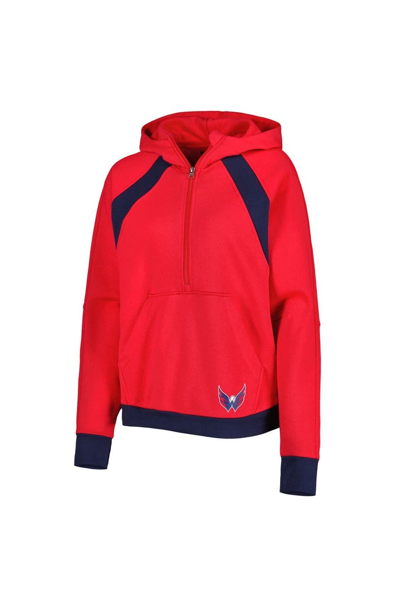 STARTER Women's Starter Red Washington Capitals Wishbone Half-Zip Hoodie, Alternate, color, Red