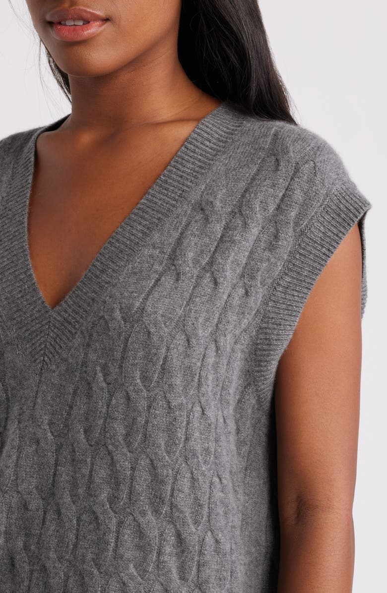 Re/Done Cable V-Neck Cashmere Sweater Vest, Alternate, color, 