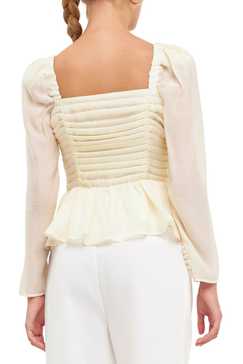 Pleated Peplum Blouse, Alternate, color, CREAM