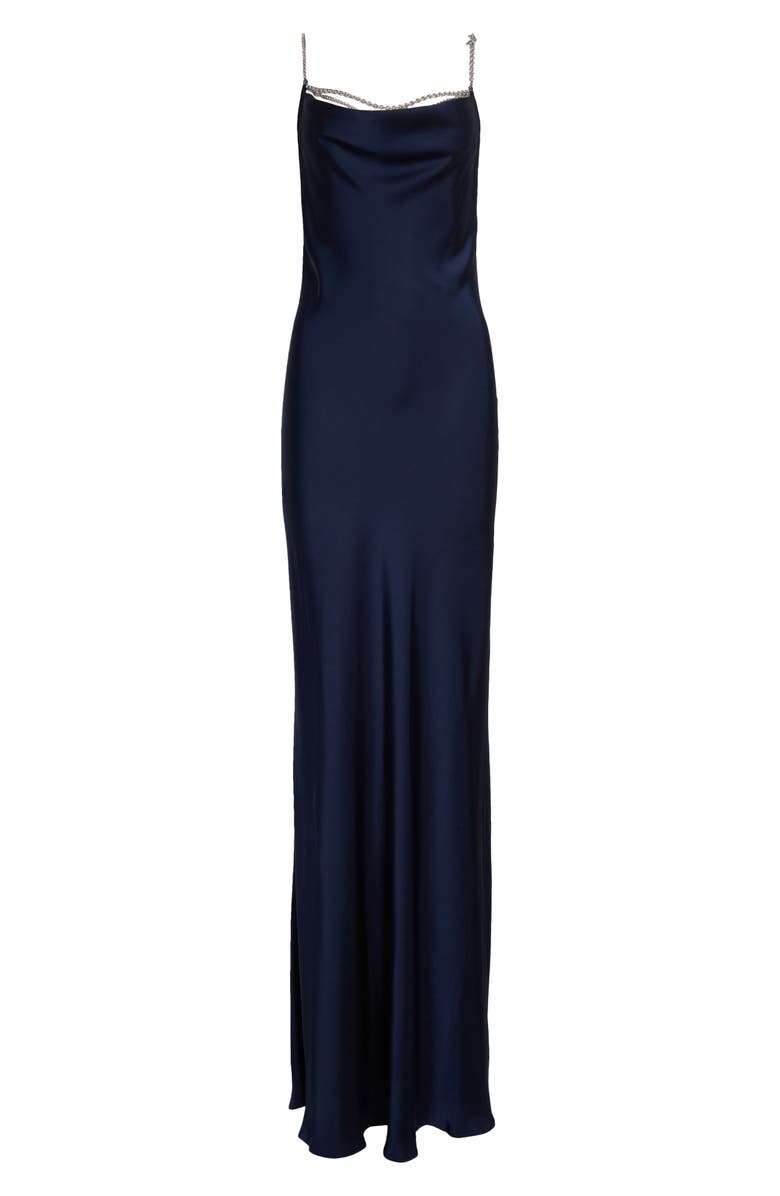 Rabanne Jeweled Cowl Neck Satin Gown, Alternate, color, 