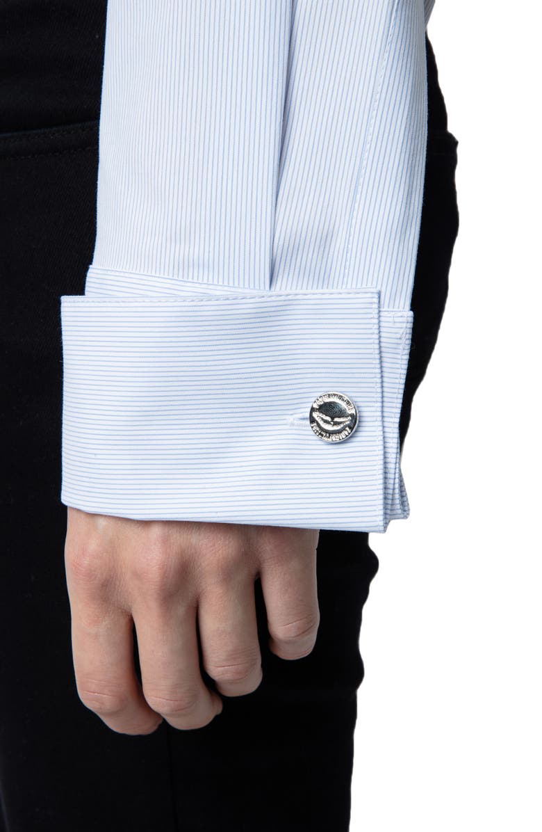 Zadig & Voltaire Taszika French Cuff Cotton Blend Button-Up Shirt, Alternate, color,