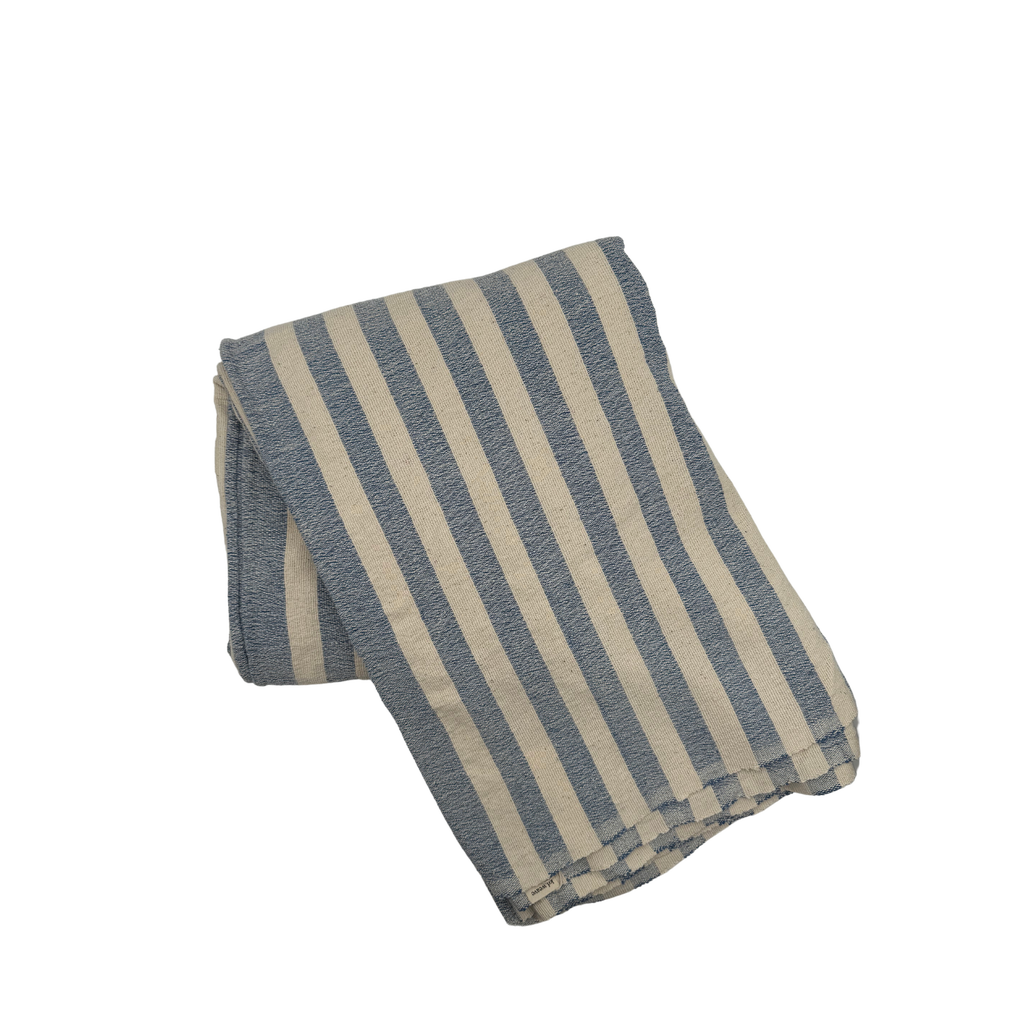 Kd Weave Small Stripe Tablecloth In Blue