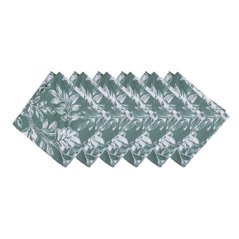 Everview Sage Botanical 100% Cotton Set of 6 Cloth Napkins