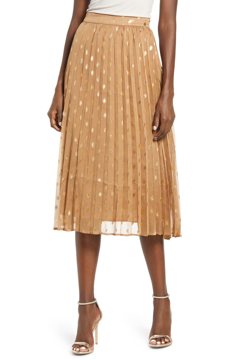 Endless Rose Polka Dot Pleated Skirt, Main, color, 