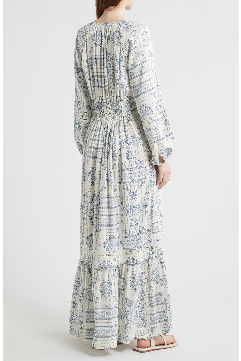 Athena Long Sleeve Linen Blend Maxi Dress, Alternate, color, BLUE LAUREL GROVE