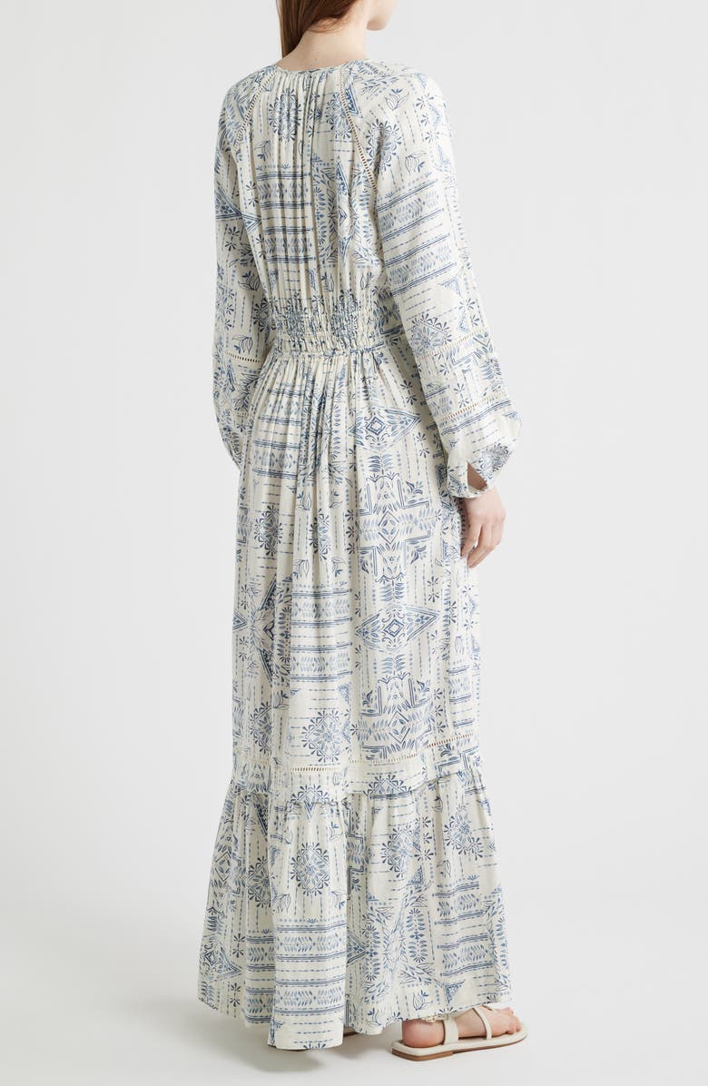 Pendleton Athena Long Sleeve Linen Blend Maxi Dress, Alternate, color, Blue Laurel Grove