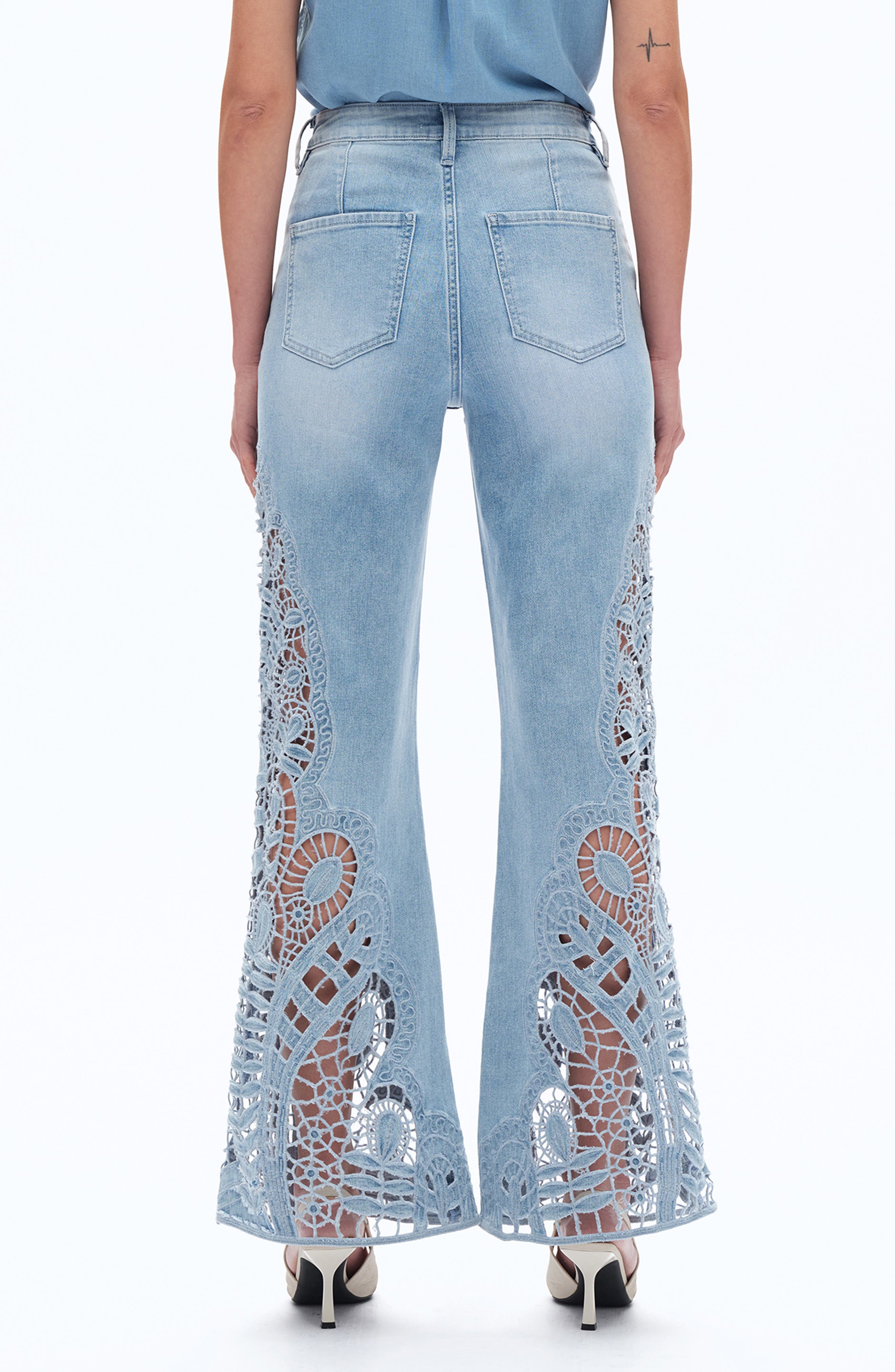 High Waist Embroidered Wide Leg Jeans - image 2