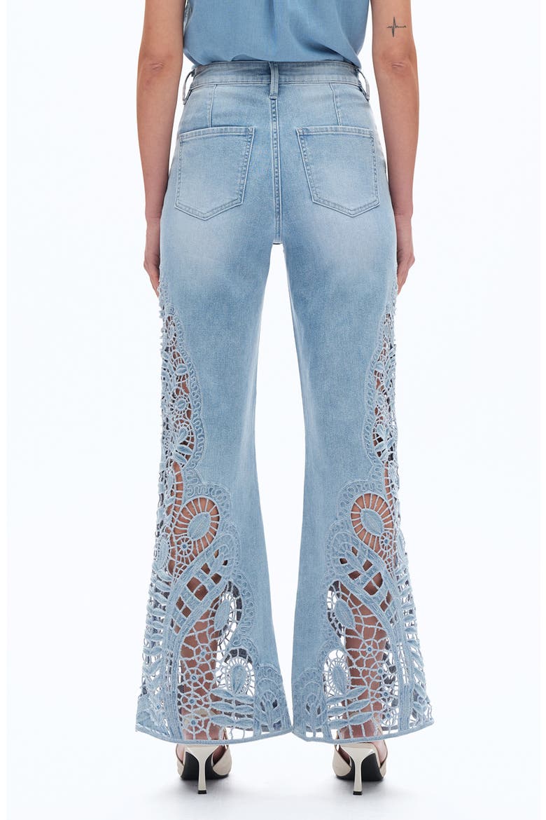 High Waist Embroidered Wide Leg Jeans, Alternate, color, CORNFLOWER