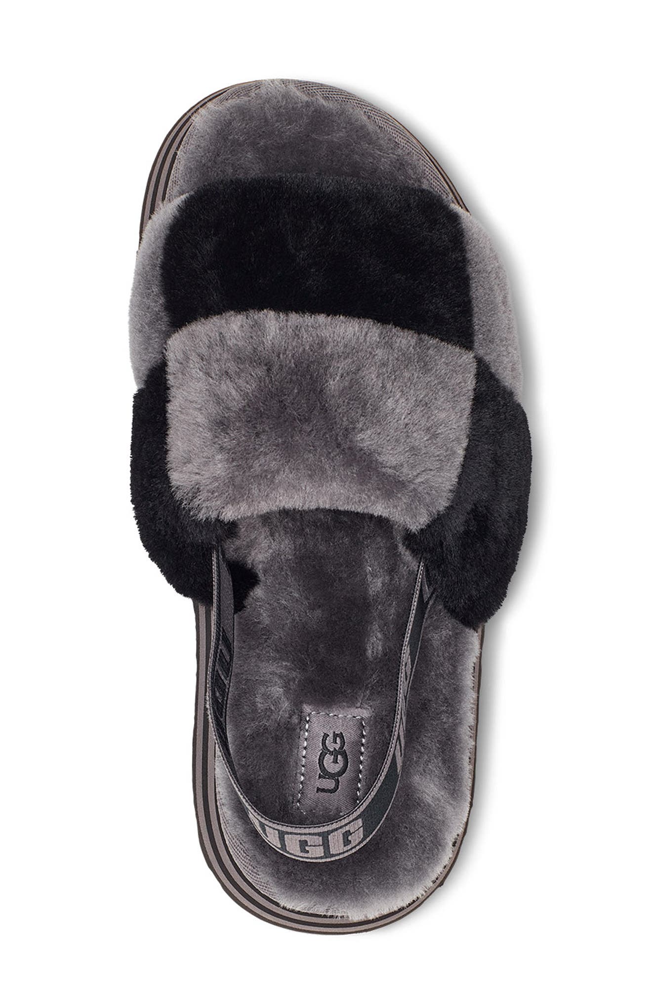 UGG<sup>®</sup> Disco Check Genuine Shearling Slingback Platform Slipper, Alternate, color, 