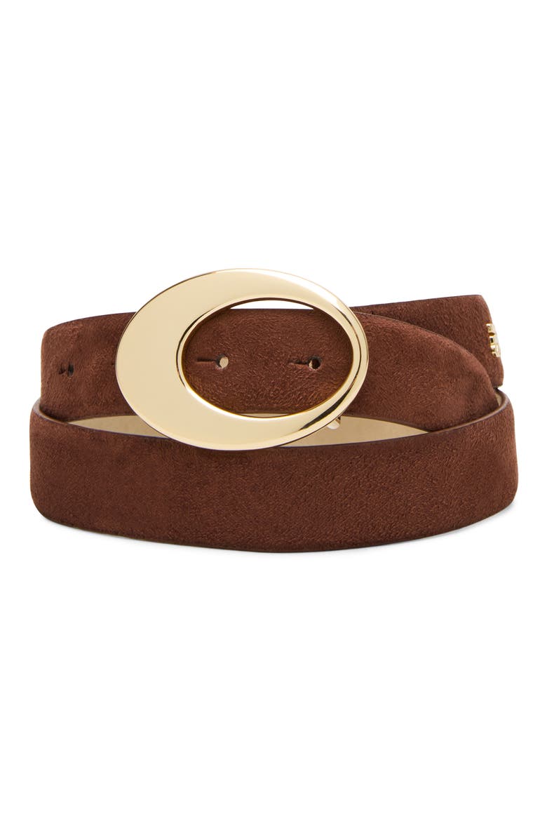 Faux Suede Organic Buckle Belt, Main, color, CHOCOLATE