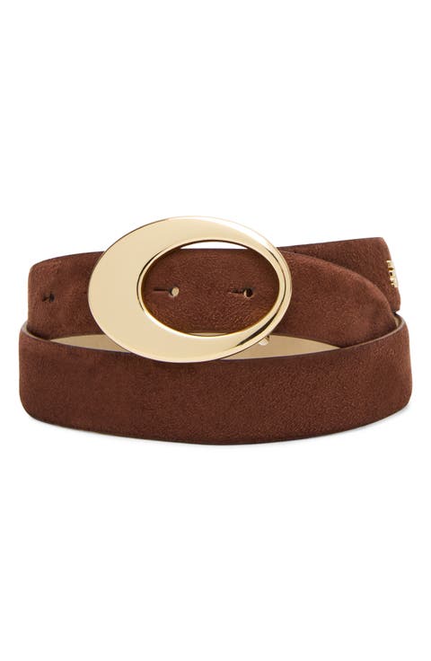 Faux Suede Organic Buckle Belt