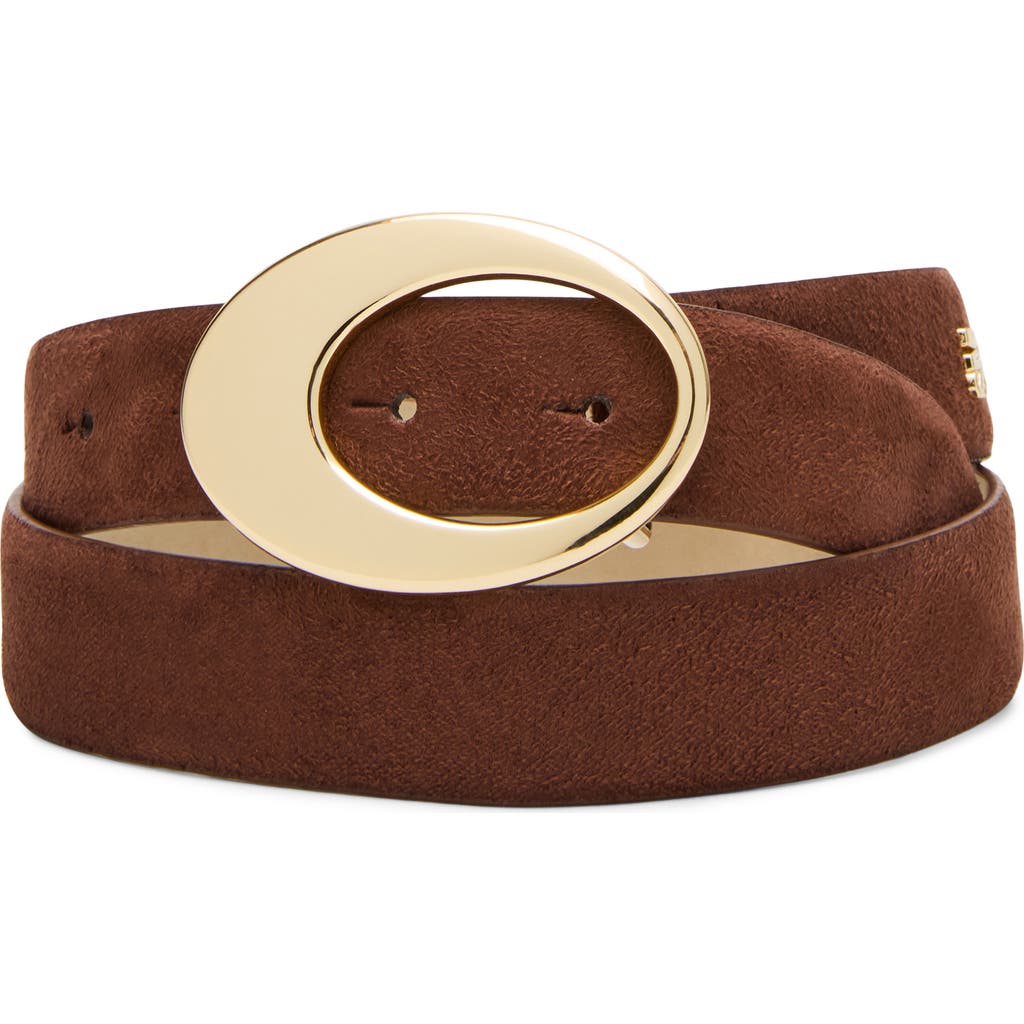 Steve Madden Faux Suede Organic Buckle Belt in Chocolate at Nordstrom Rack, Size Small