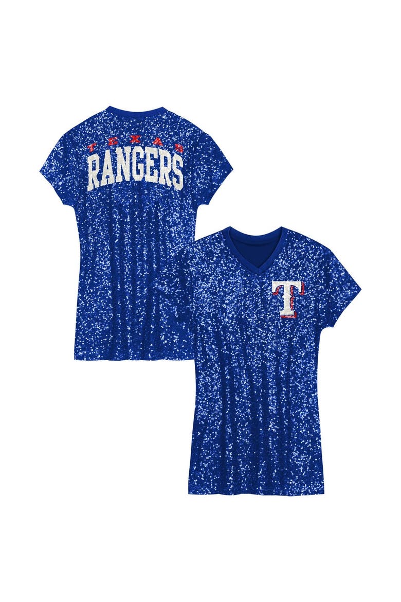 Girls Preschool  Royal Texas Rangers Sequin V-Neck Dress, Main, color, Royal
