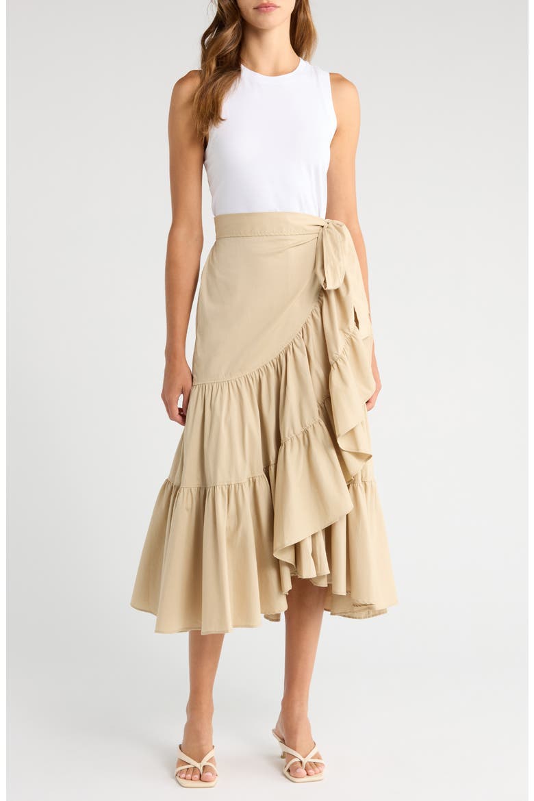 Mahlia Midi Dress, Main, color, WHITE/ KHAKI