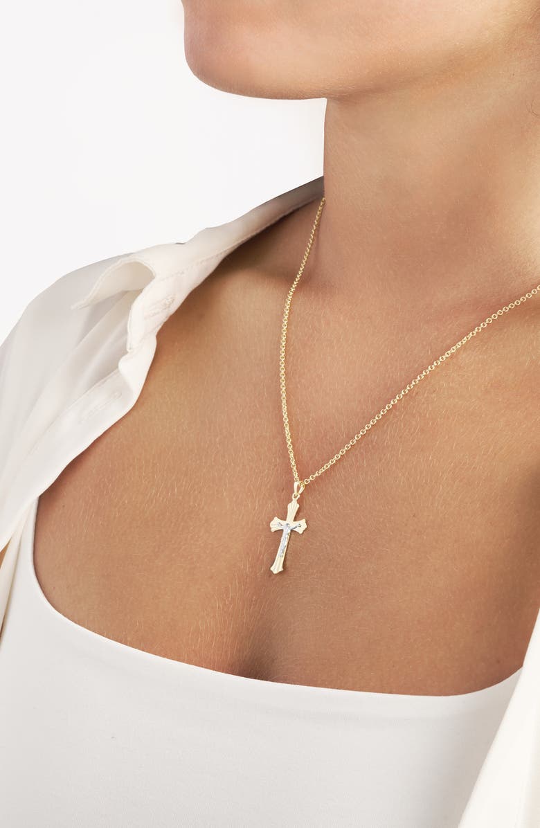 HAWLEY ST Two-Tone Diamond-Cut Cross Charm, Alternate, color, 