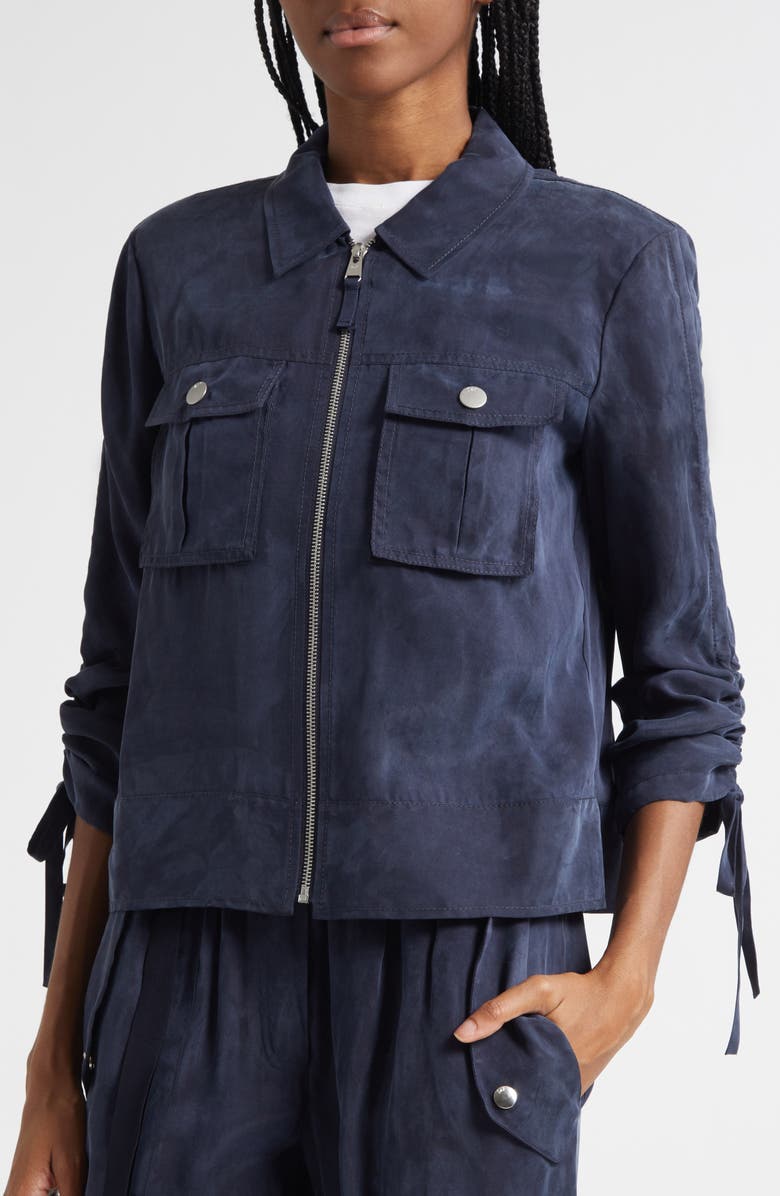 Cinq à Sept Dale Washed Twill Jacket, Alternate, color, Navy