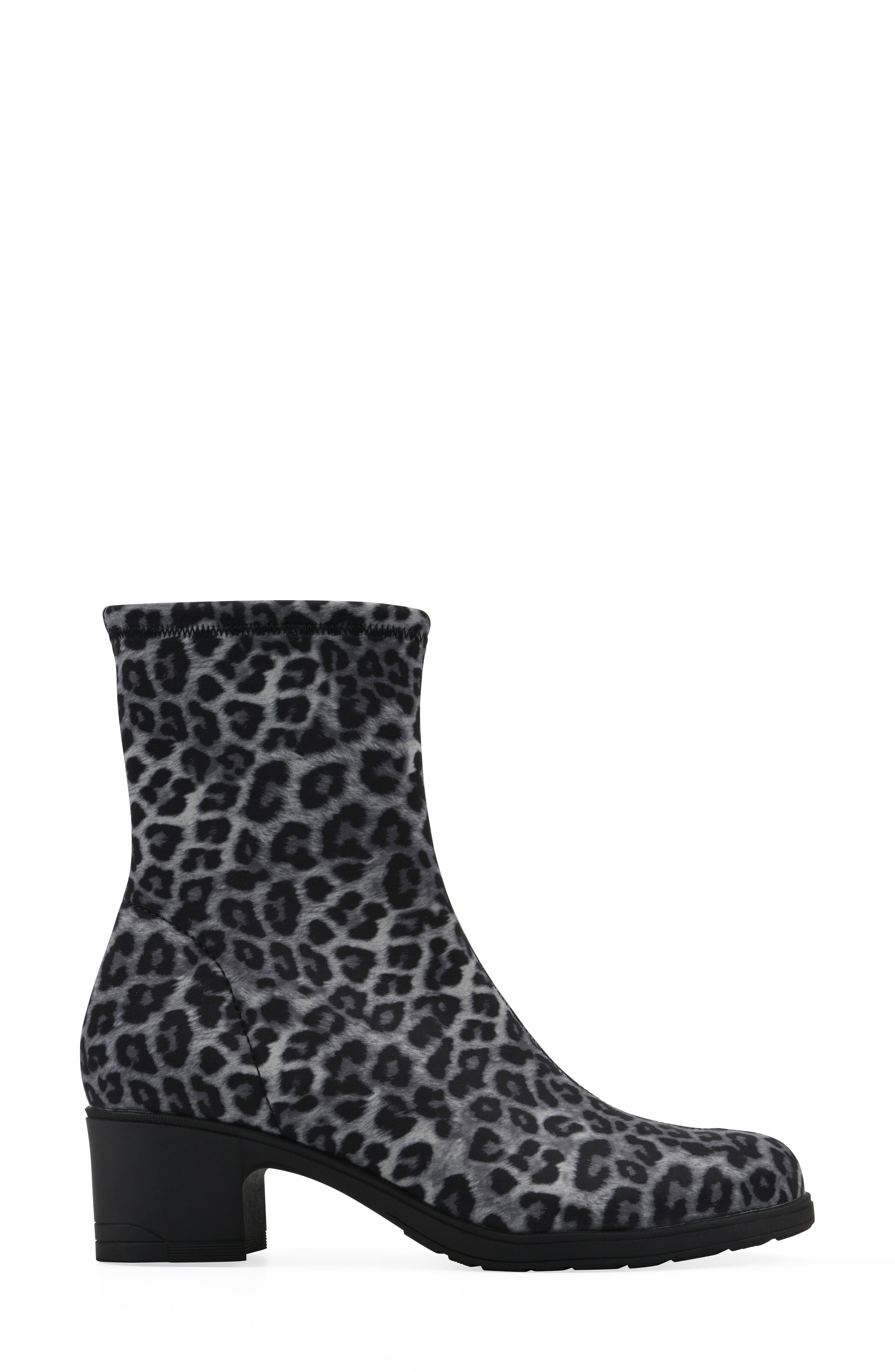 CLIFFS BY WHITE MOUNTAIN Huda Block Heel Bootie, Alternate, color, Grey/ Leopard/ Fabric