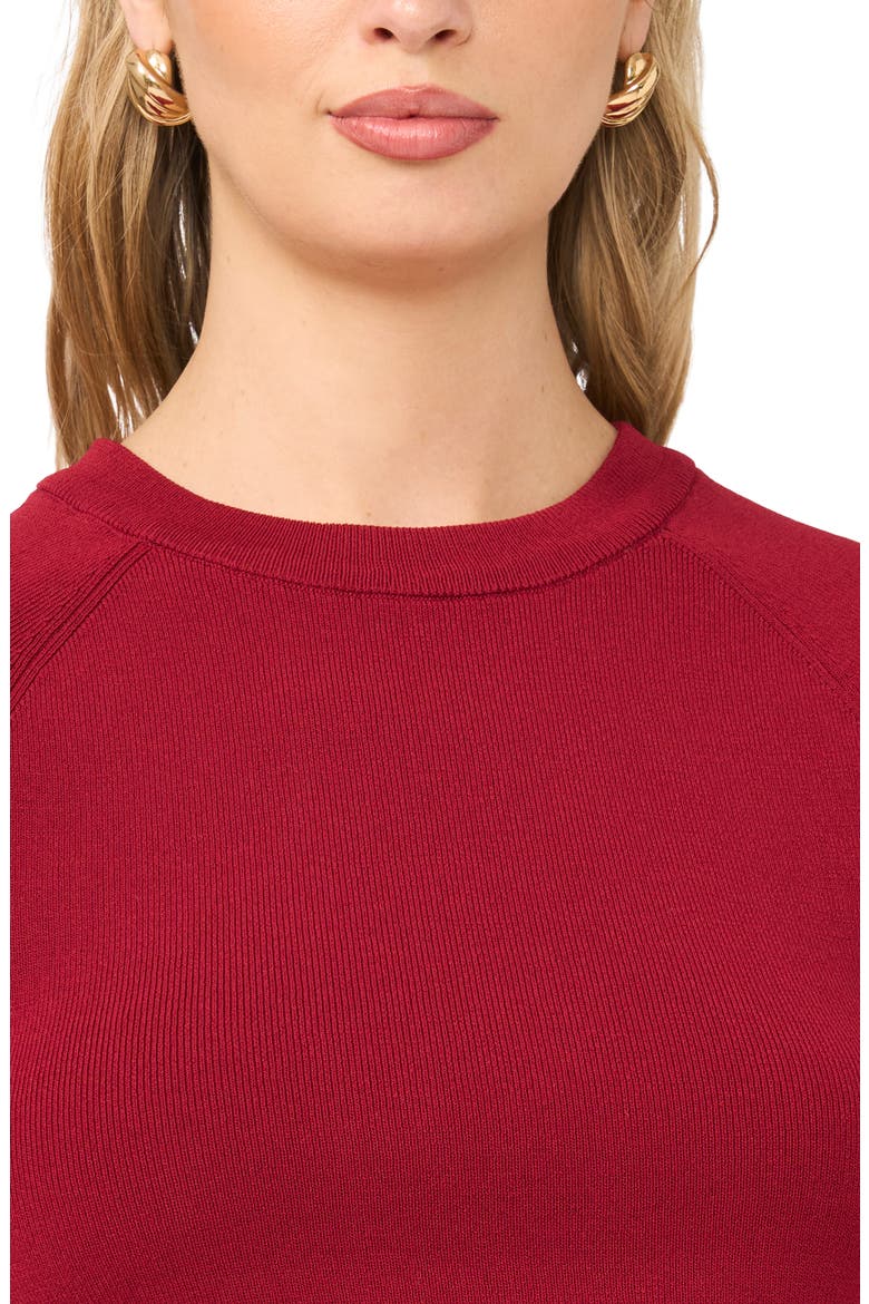 Short Sleeve Ribbed Peplum Sweater, Alternate, color, GARNET RED