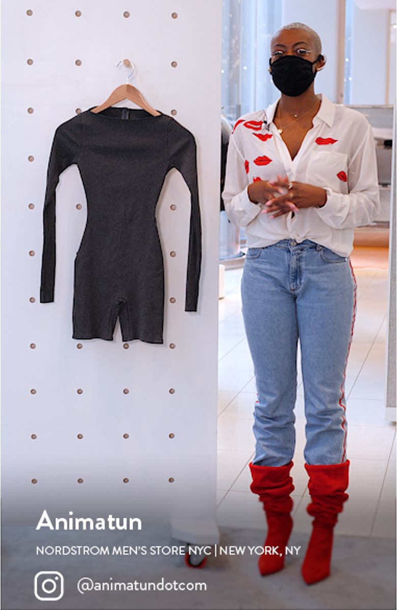 Boat Neck Long Sleeve Rib Romper, sales video thumbnail