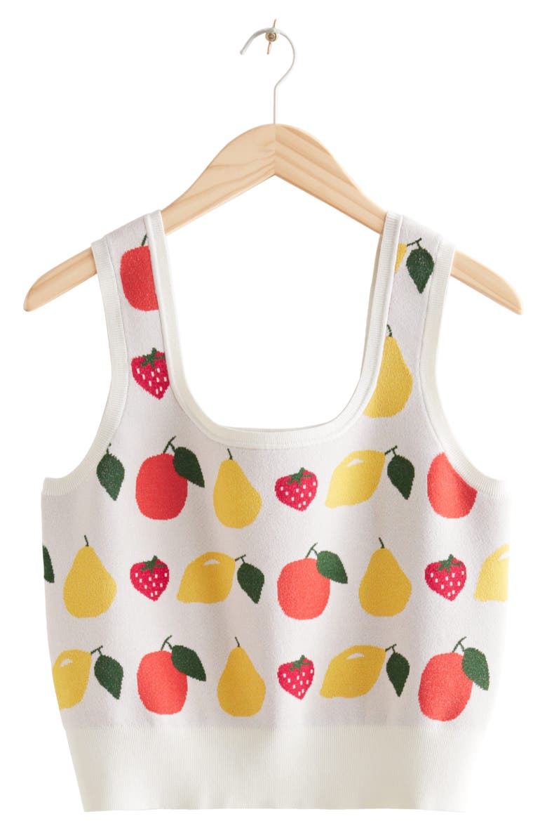 & Other Stories Jacquard Knit Fruit Crop Top, Alternate, color, 