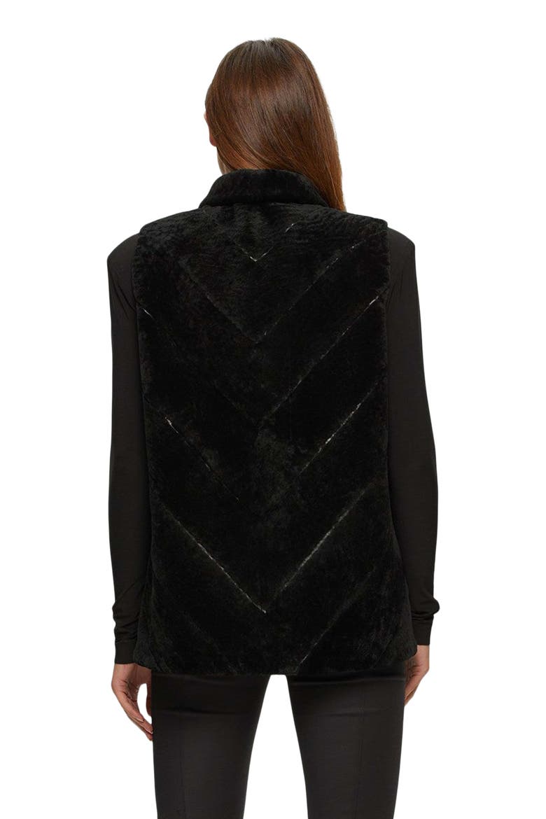 Reversible Chevron Genuine Shearling Vest, Alternate, color, BLACK/BLACK