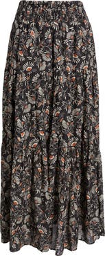 Rails Peony Floral Tiered Cotton Maxi Skirt