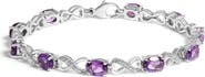 Haus of Brilliance Silver Oval Purple Amethyst and Diamond Infinity Link Bracelet