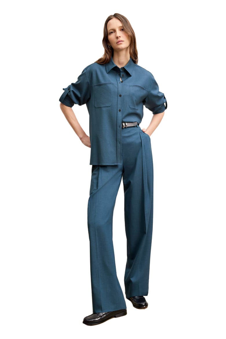 Russell Button Down - Washable Wool Twill, Main, color, Bluebell