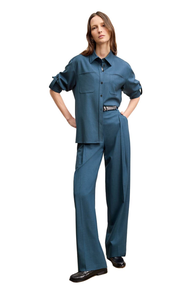 M.M.LaFleur Russell Button Down - Washable Wool Twill, Main, color, Bluebell