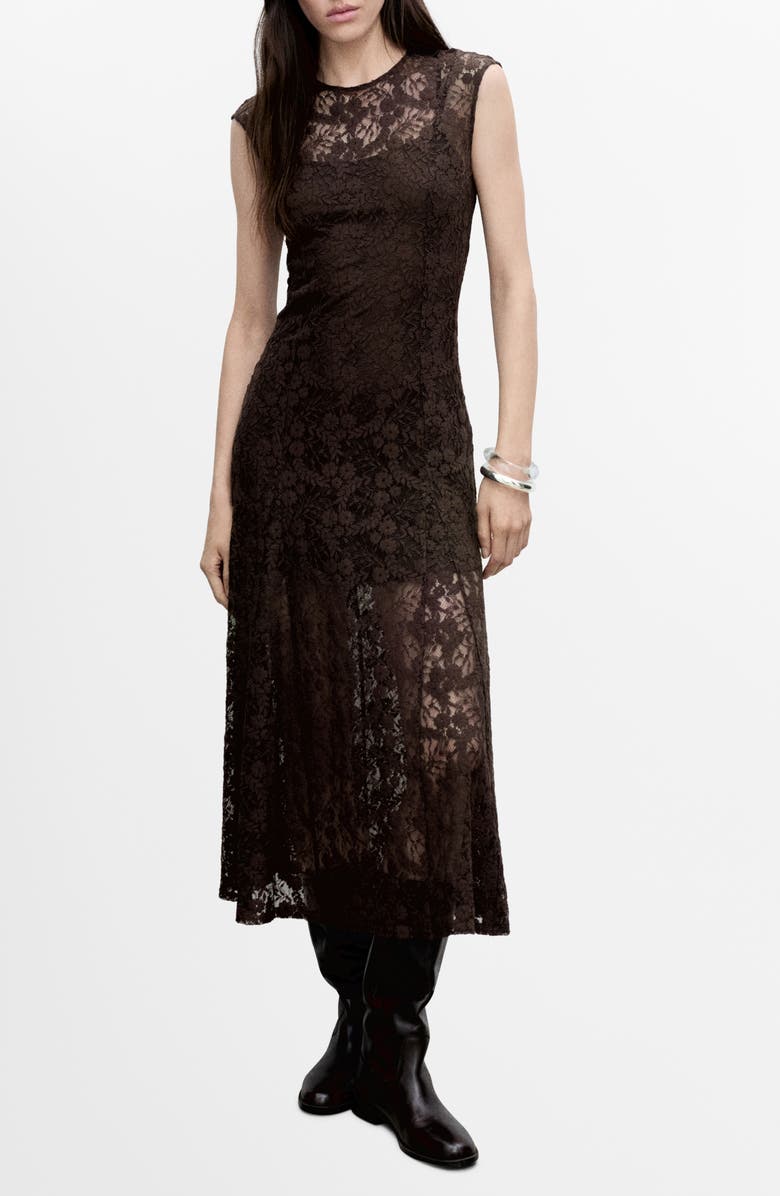 MANGO Cap Sleeve A-Line Lace Dress, Main, color, 