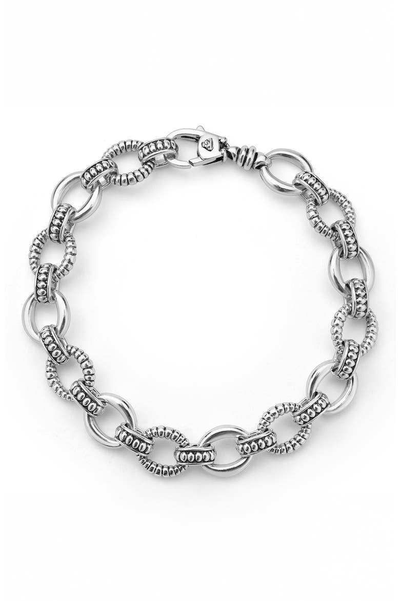 Sterling Silver Fluted Oval Link Bracelet, Alternate, color, SILVER