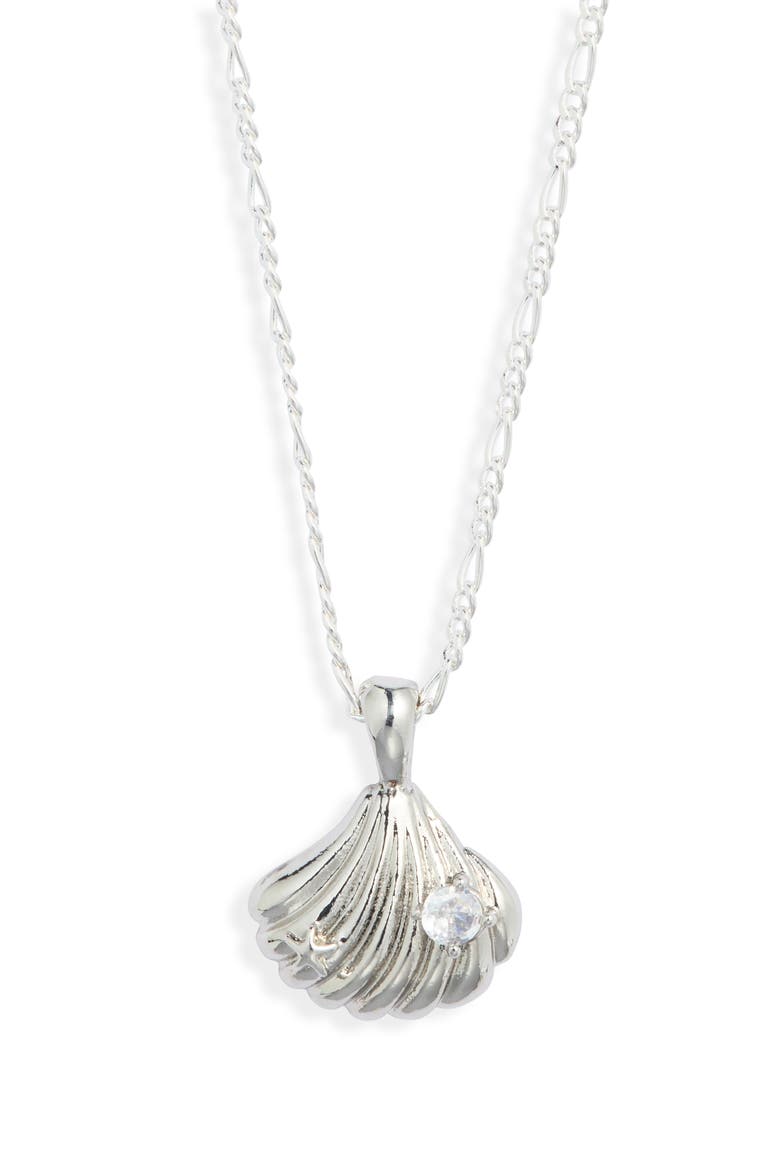 Stonesteps Shell Pendant Necklace, Main, color, SILVER