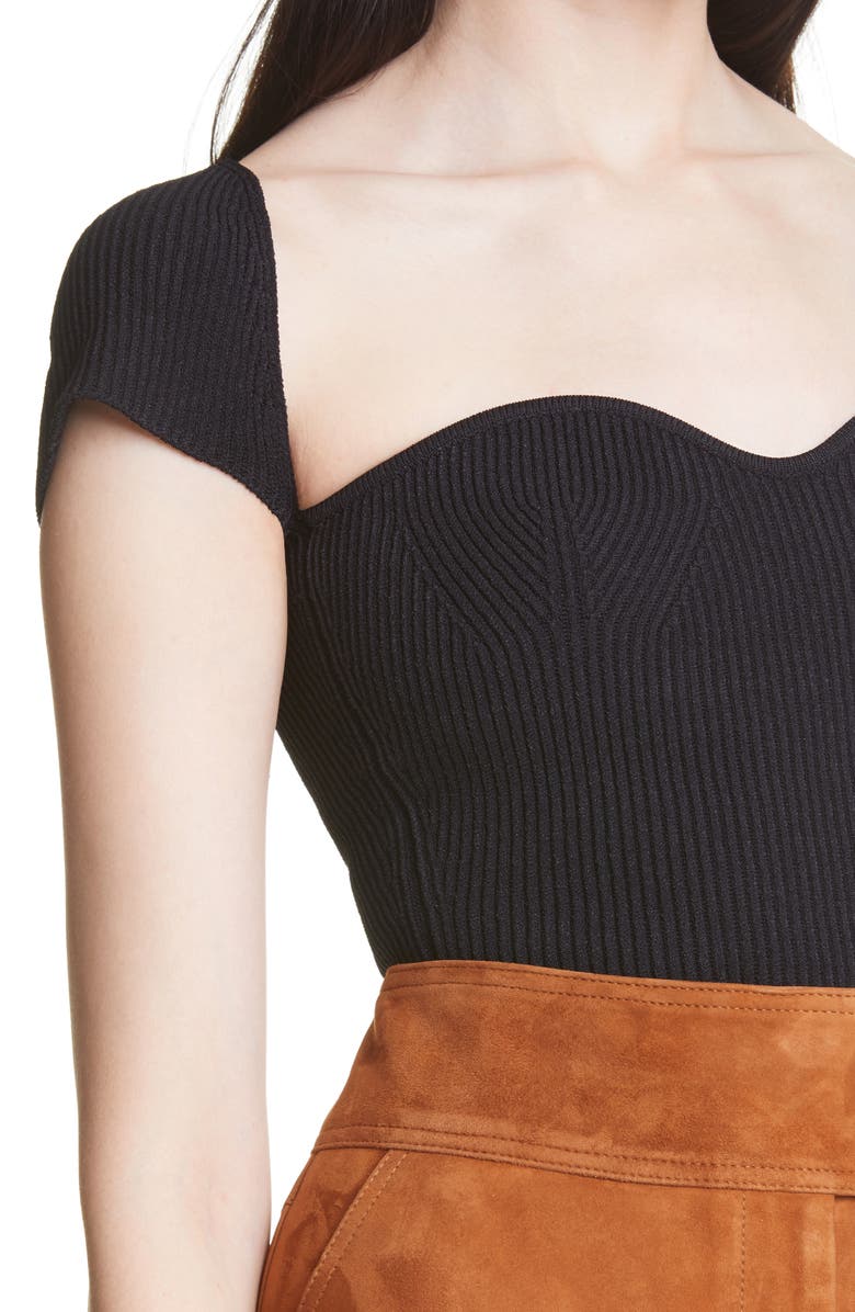 Khaite Ista Ribbed Bustier Sweater, Alternate, color,